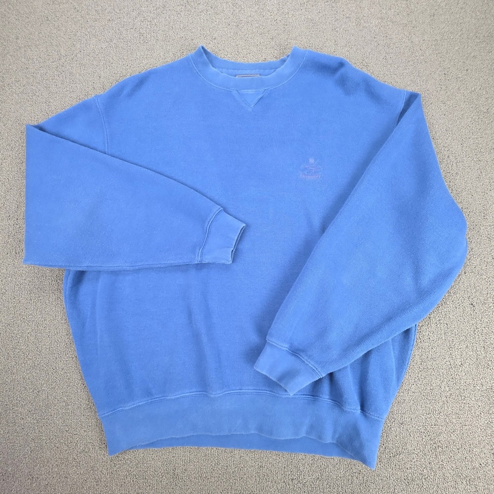 Faconnable Mens Blue Cotton Ribbed Crewneck Sweater Size S